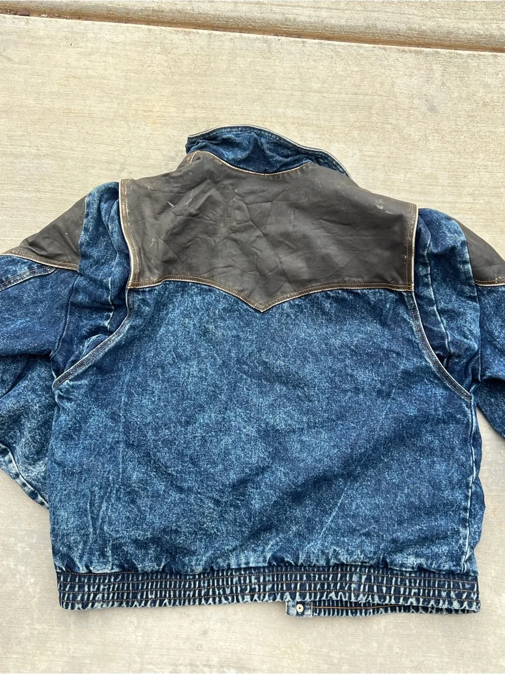 Vintage GUESS GEORGES MARCIANO Men's L 80's Retro Leather Denim Jacket Acid Wash